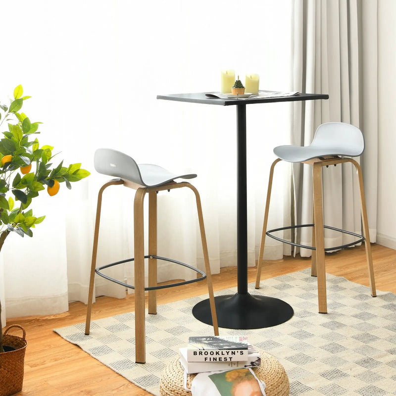 Set of 2 Modern Barstools Pub Chairs with Low Back and Metal Legs by DirectDeals