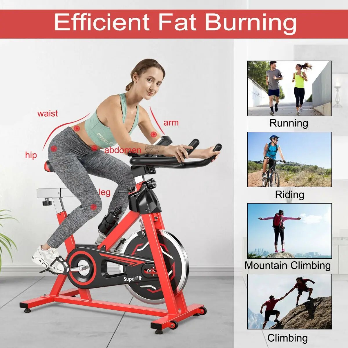 Exercise Bike with 30lbs Steel Flywheel by DirectDeals