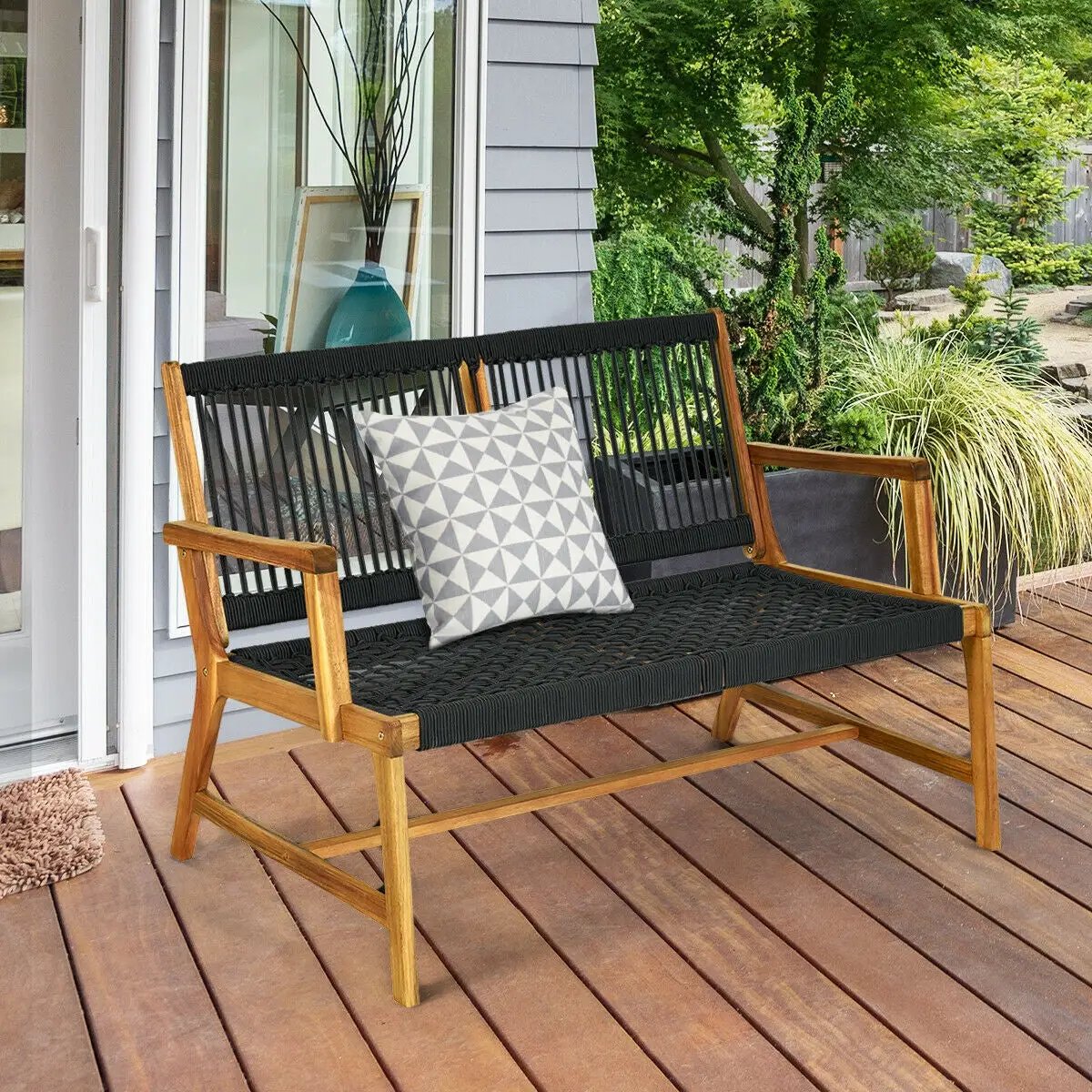 2-Person Acacia Wood Yard Bench for Balcony and Patio by DirectDeals