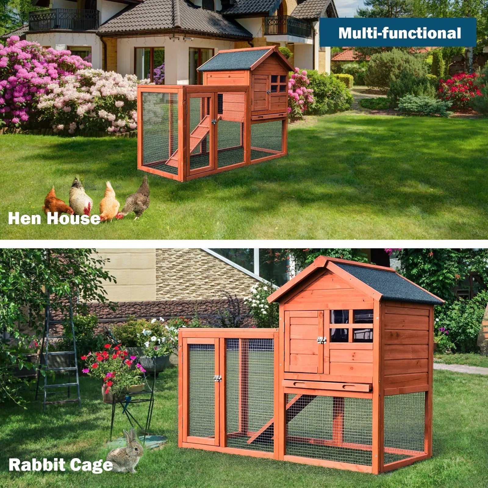 Outdoor Wooden Rabbit hutch-Natural by DirectDeals