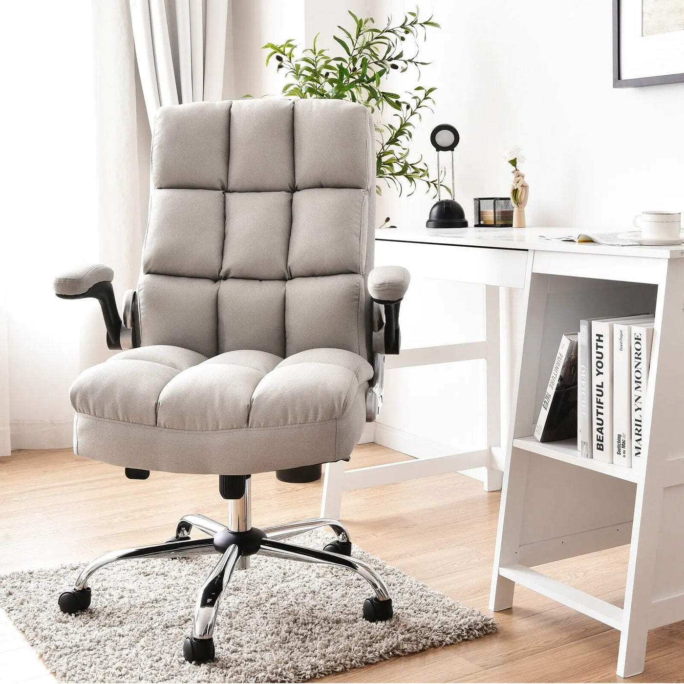 Adjustable Swivel Office Chair with High Back and Flip-up Arm for Home and Office by DirectDeals
