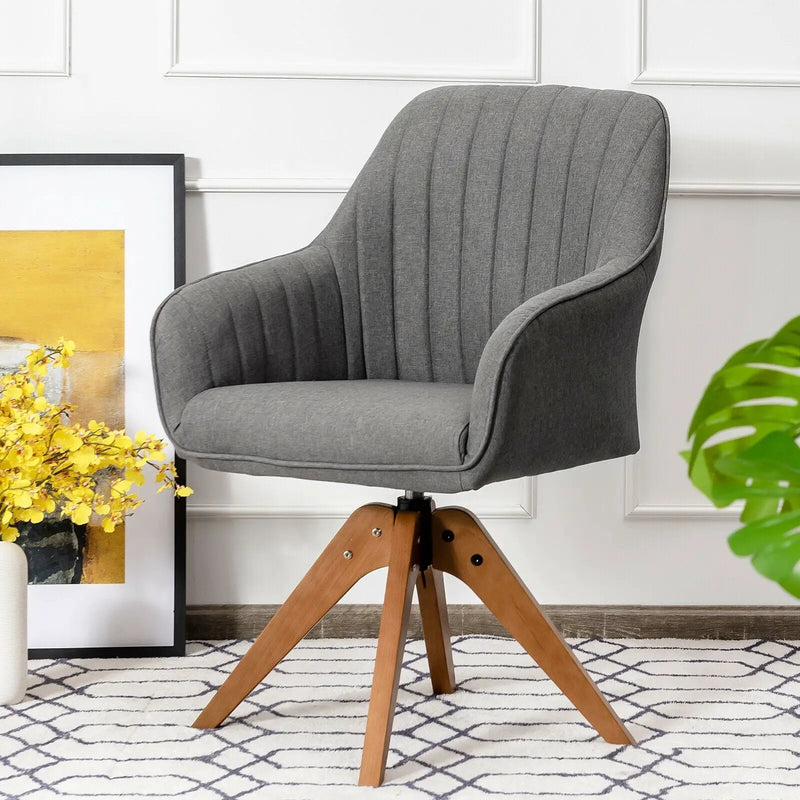 Fabric Swivel Accent Chair with Beech Wood Legs by DirectDeals