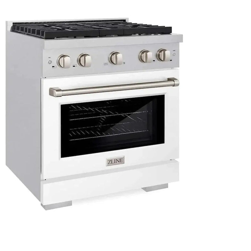 ZLINE 30"Gas Range, Convection Gas Oven , DuraSnow® White Matte, SGRS-WM-30 by Farmhouse Kitchen and Bath