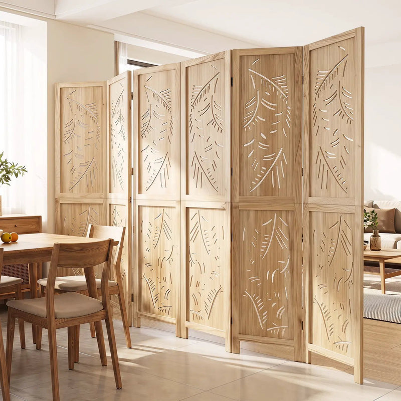6-Panel Room Divider with Palm Leaf Design - 67" Tall by DirectDeals