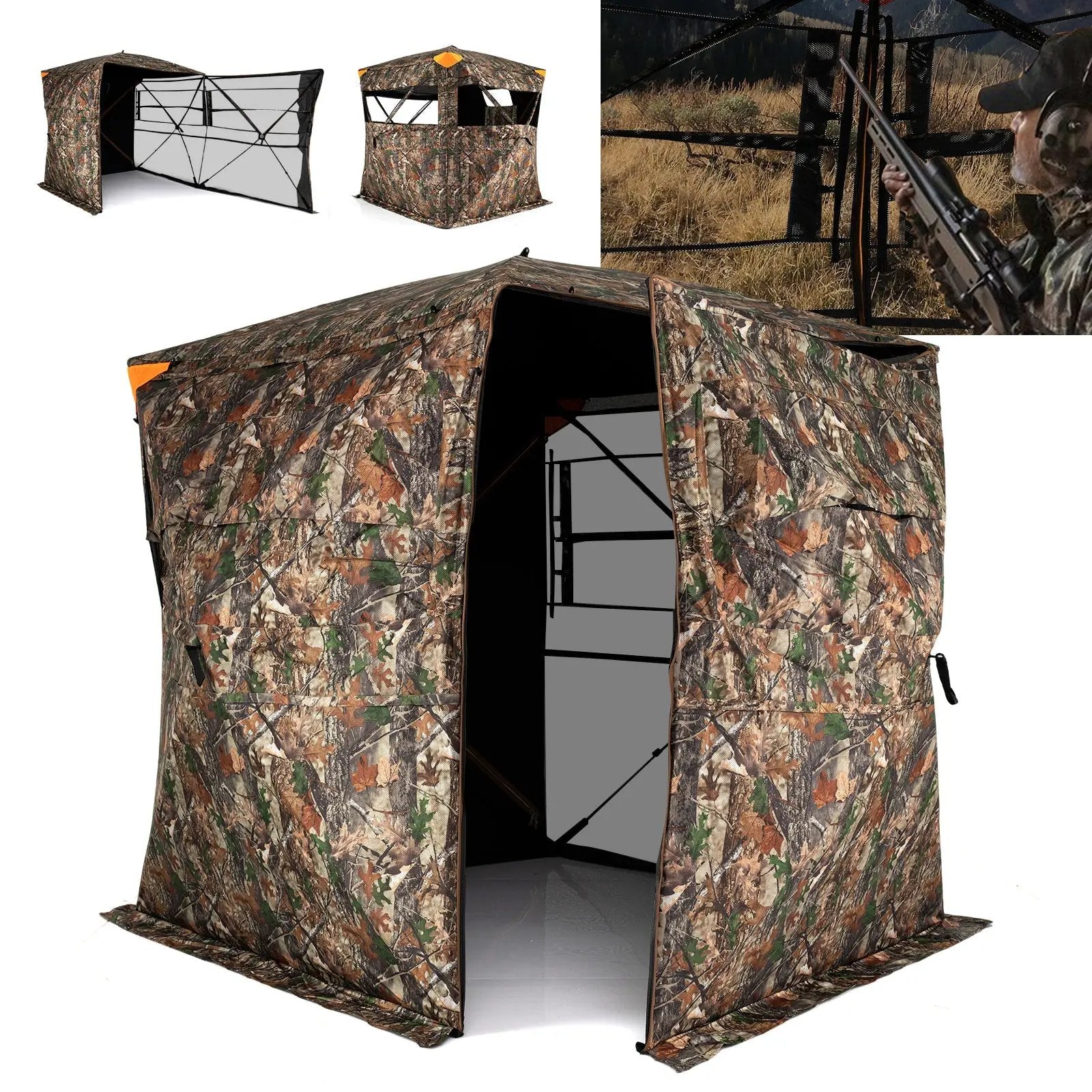 3-4 Person Hunting Blind 270¬∞ See-Through Pop-up Ground Blind with Full-Open Swing Door by DirectDeals