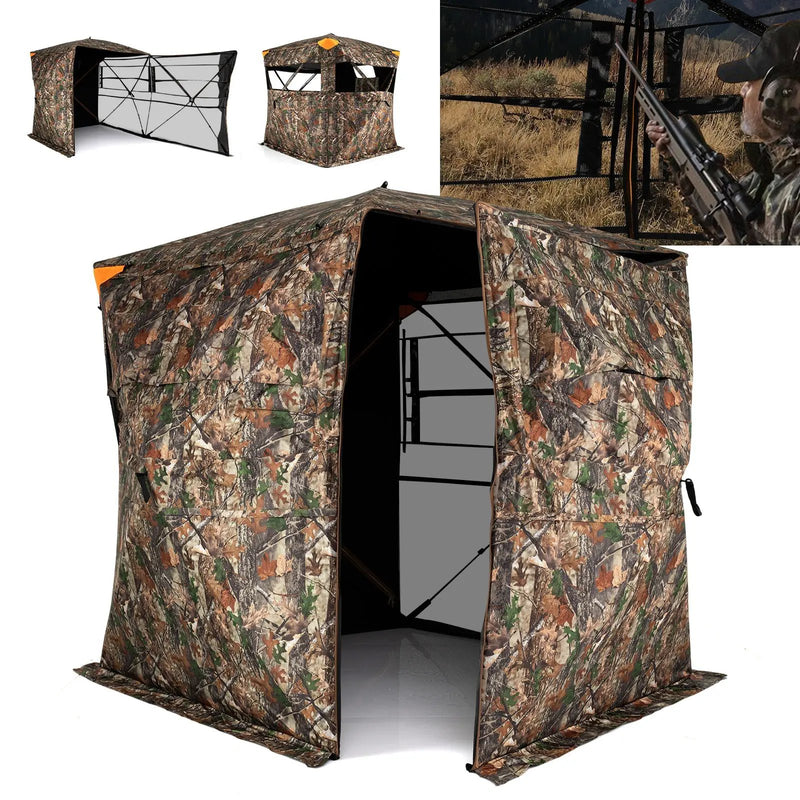 3-4 Person Hunting Blind 270¬∞ See-Through Pop-up Ground Blind with Full-Open Swing Door by DirectDeals