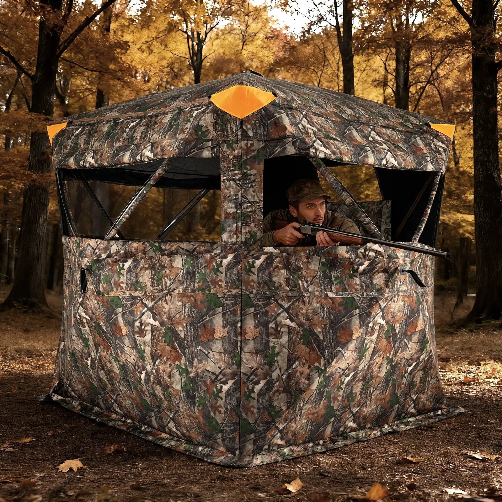 3-4 Person Hunting Blind 270¬∞ See-Through Pop-up Ground Blind with Full-Open Swing Door by DirectDeals