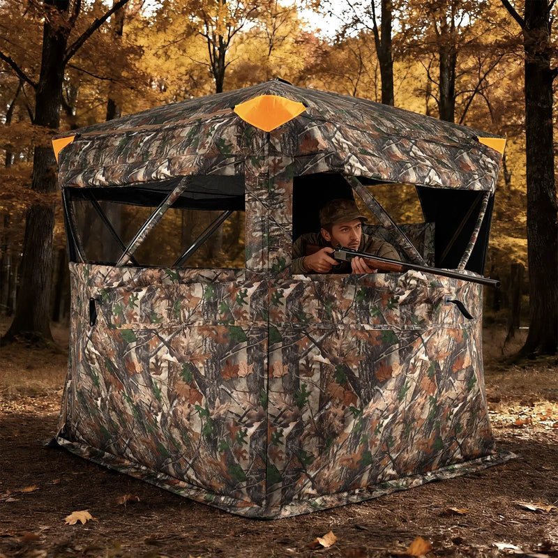 3-4 Person Hunting Blind 270¬∞ See-Through Pop-up Ground Blind with Full-Open Swing Door by DirectDeals