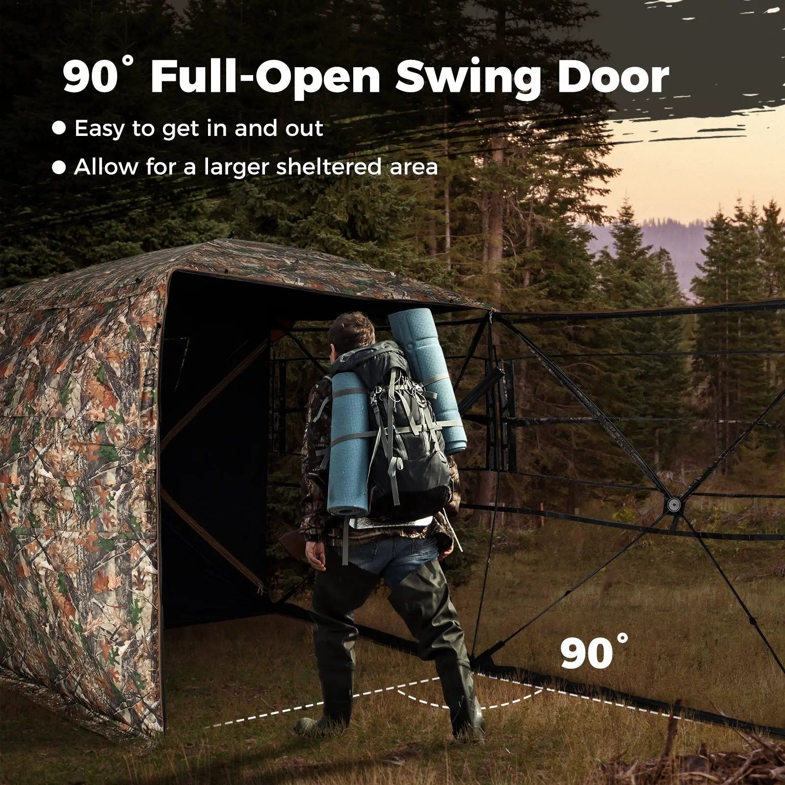 3-4 Person Hunting Blind 270¬∞ See-Through Pop-up Ground Blind with Full-Open Swing Door by DirectDeals