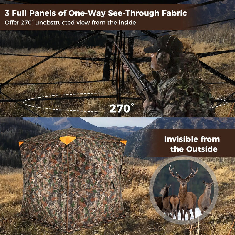 3-4 Person Hunting Blind 270¬∞ See-Through Pop-up Ground Blind with Full-Open Swing Door by DirectDeals