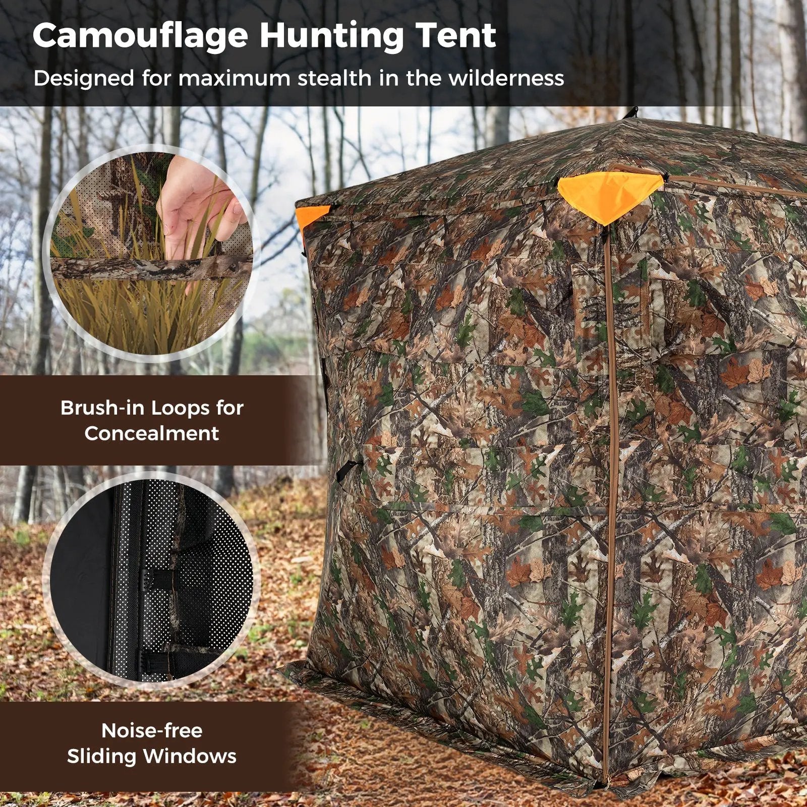 3-4 Person Hunting Blind 270¬∞ See-Through Pop-up Ground Blind with Full-Open Swing Door by DirectDeals