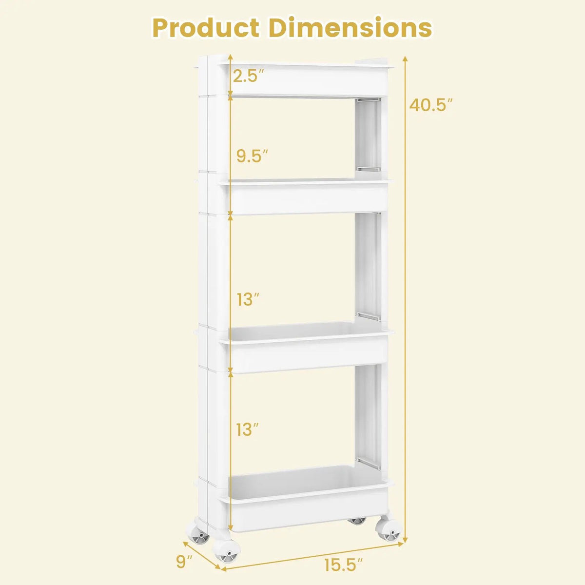 Rolling Utility Cart with Detachable Trays - 3/4 Tier by DirectDeals