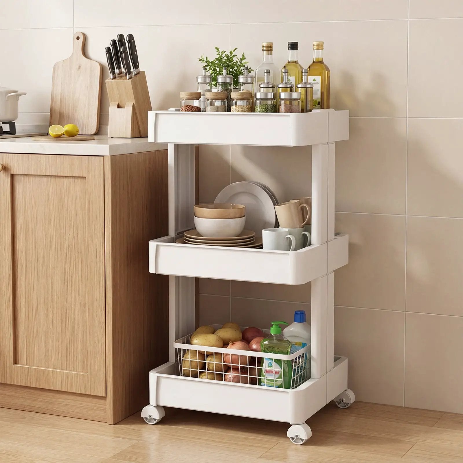 Rolling Utility Cart with Detachable Trays - 3/4 Tier by DirectDeals