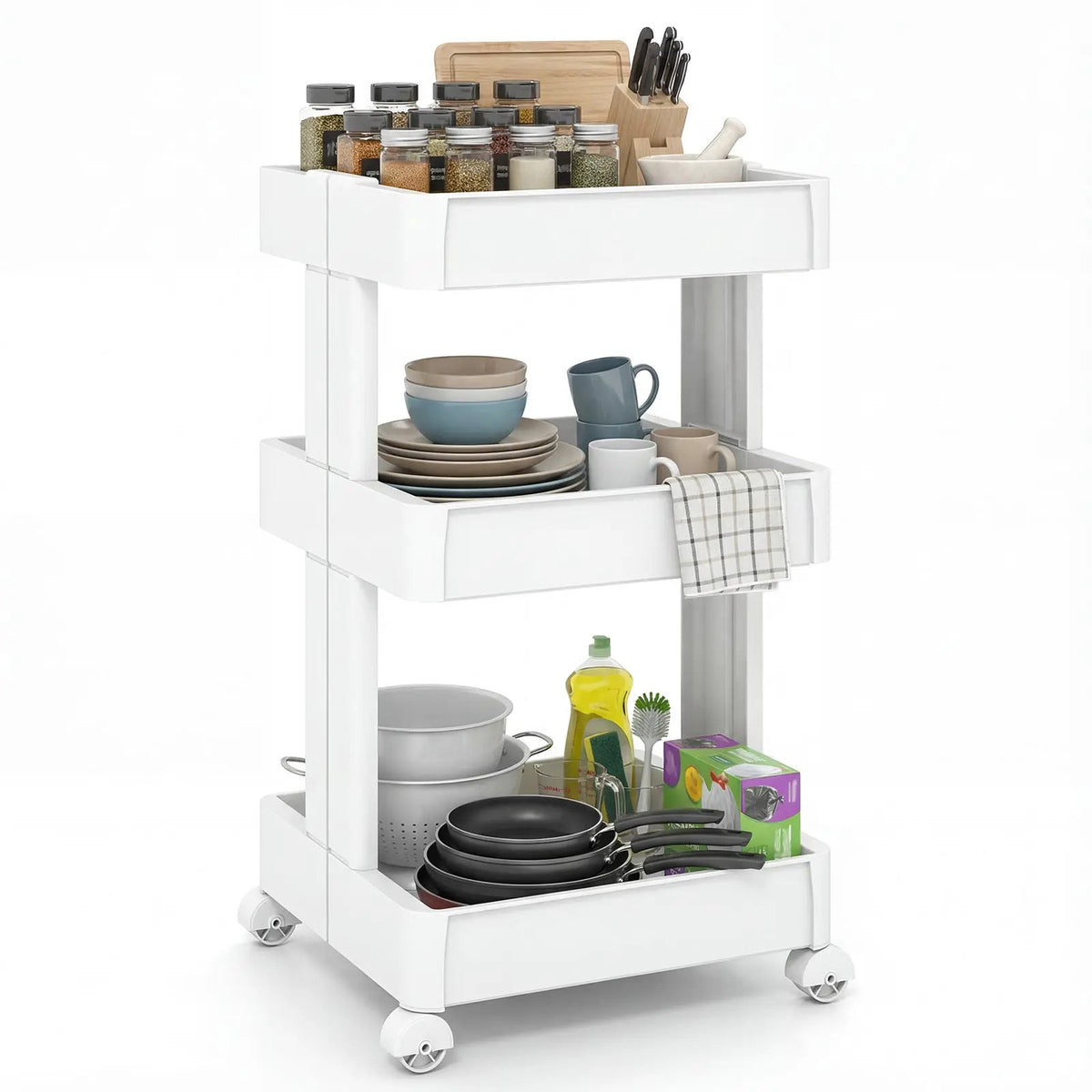 Rolling Utility Cart with Detachable Trays - 3/4 Tier by DirectDeals
