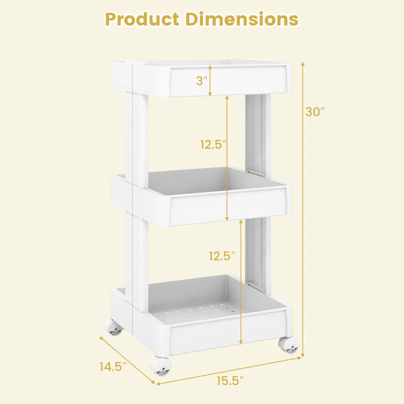 Rolling Utility Cart with Detachable Trays - 3/4 Tier by DirectDeals