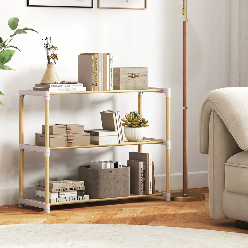 3-Tier Solid Wood Shoe Rack with Slatted Shelves by DirectDeals