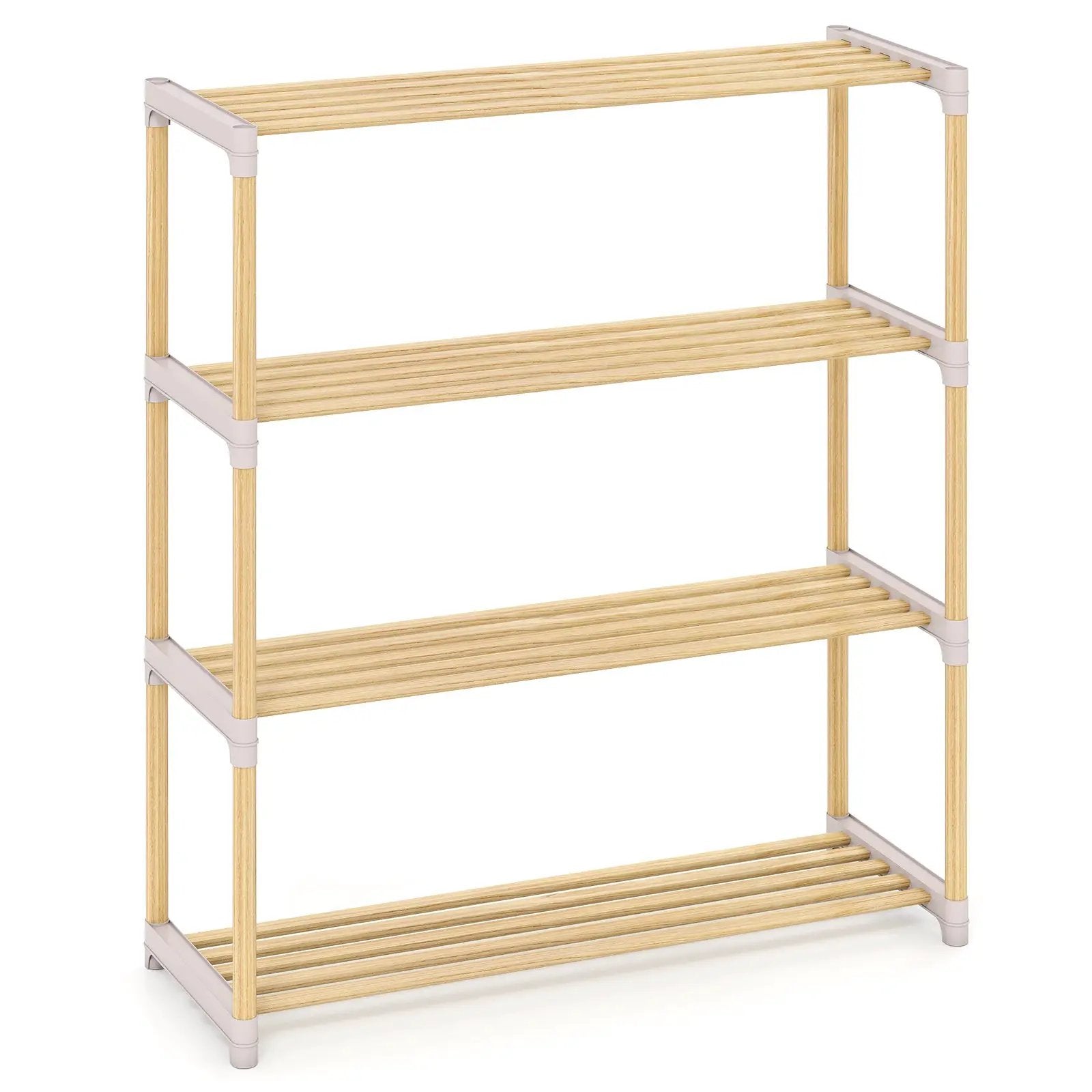 3-Tier Solid Wood Shoe Rack with Slatted Shelves by DirectDeals