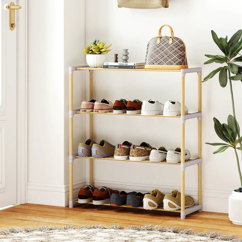 3-Tier Solid Wood Shoe Rack with Slatted Shelves by DirectDeals