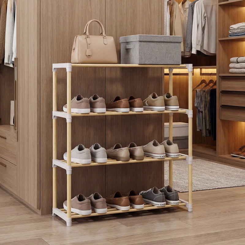 3-Tier Solid Wood Shoe Rack with Slatted Shelves by DirectDeals