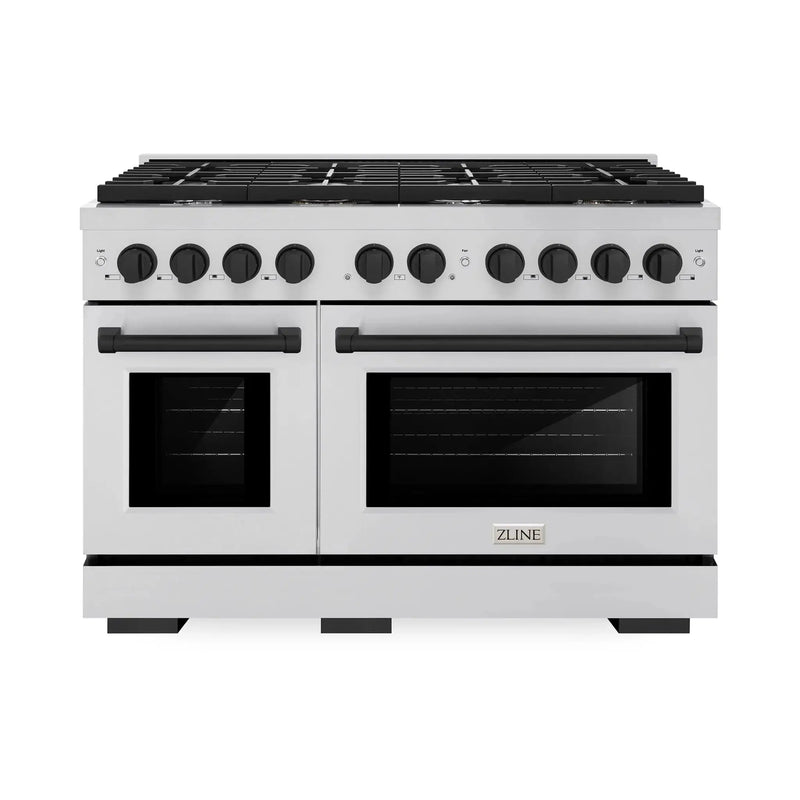 ZLINE 48"Paramount Dual Fuel Range Stainless Steel Matte Black SDRZ-48-MB by Farmhouse Kitchen and Bath