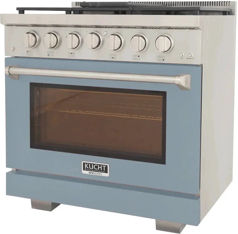 Kucht 36" Freestanding Professional Gas Range Liquid Propane KFX3600X/LP-LB by Farmhouse Kitchen and Bath