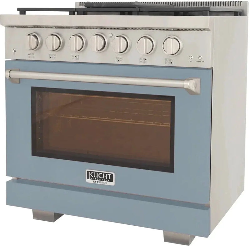 Kucht 36" Freestanding Professional Gas Range Liquid Propane KFX3600X/LP-LB by Farmhouse Kitchen and Bath