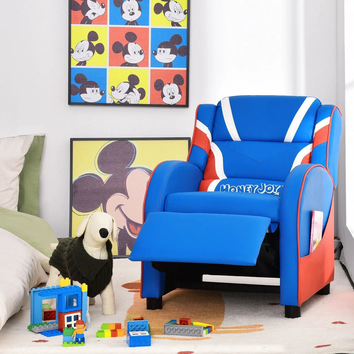 Kids Leather Recliner Chair with Side Pockets by DirectDeals