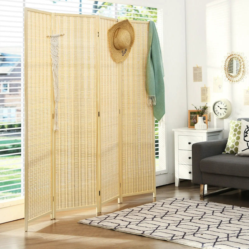 6 ft 4 Panel Portable Folding Room Divider Screen-Natural by DirectDeals