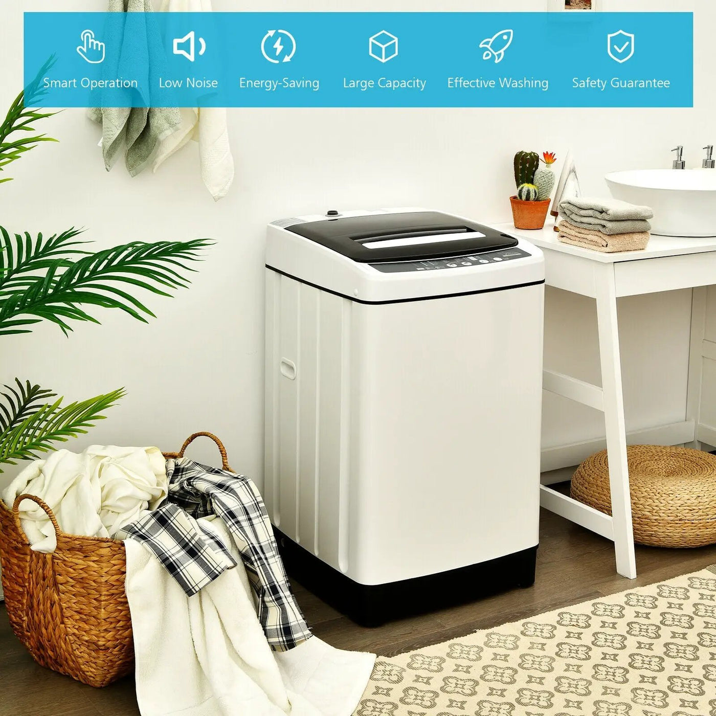 Full-Automatic Washing Machine 1.5 Cubic Feet 11 LBS Washer by DirectDeals