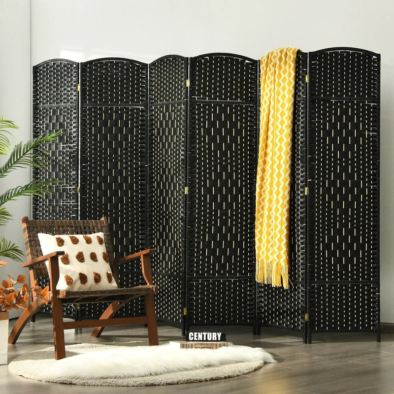 6.5Ft 6-Panel Weave Folding Fiber Room Divider Screen by DirectDeals