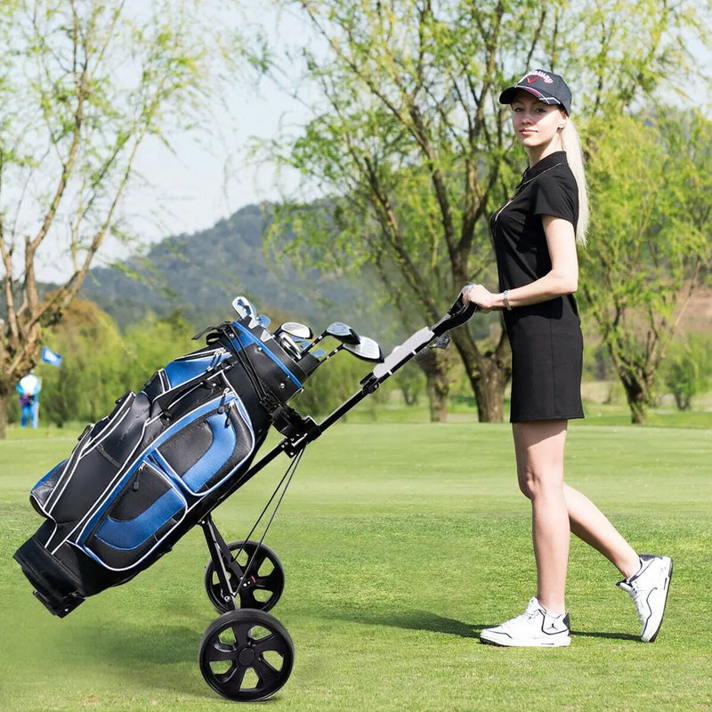 Folding 2 Wheels Push Pull Golf Cart Trolley with Scoreboard by DirectDeals