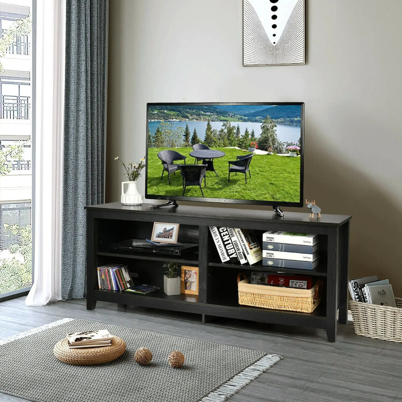 4-Cubby TV Stand for TV's up to 65 Inch with 3-Position Height Adjustable Shelf by DirectDeals