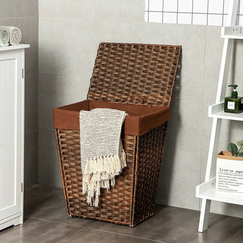 Foldable Handwoven Laundry Hamper with Removable Liner by DirectDeals