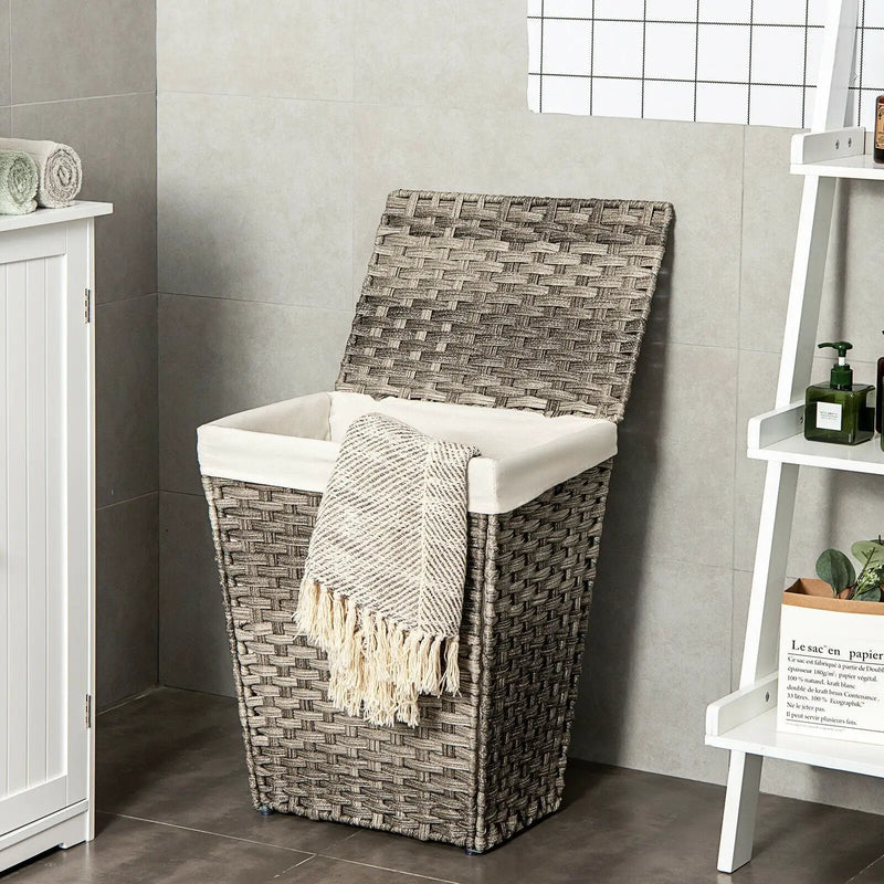 Foldable Handwoven Laundry Hamper with Removable Liner by DirectDeals