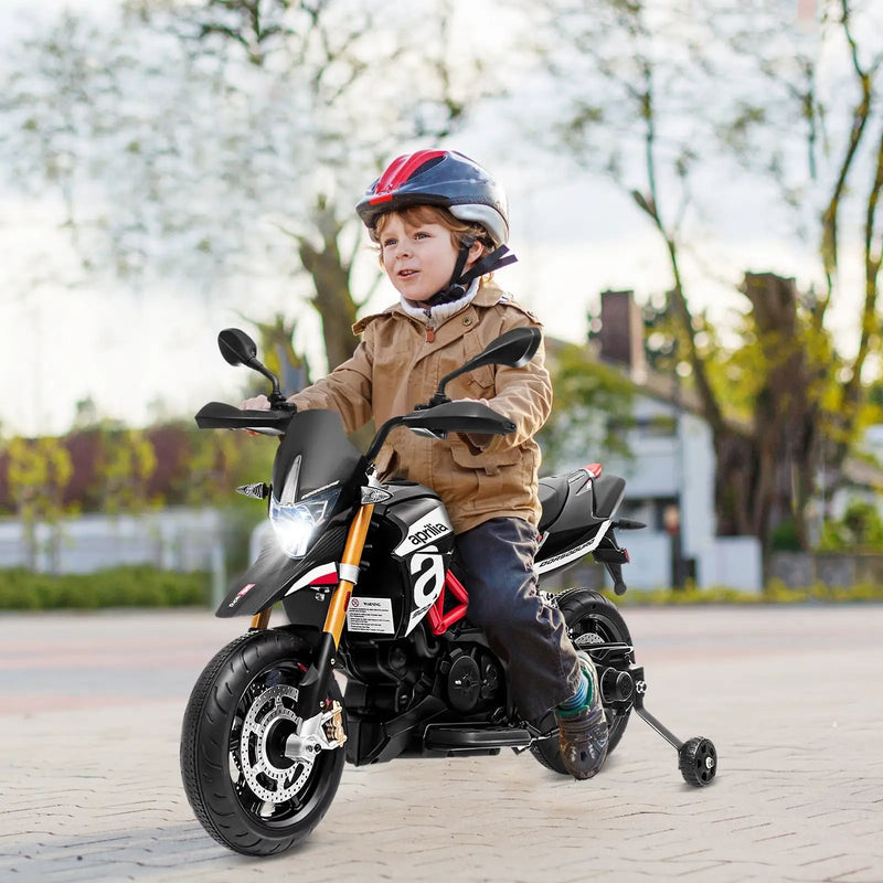 12V Kids Ride-On Motorcycle Aprilia Licensed with Sounds and Music by DirectDeals