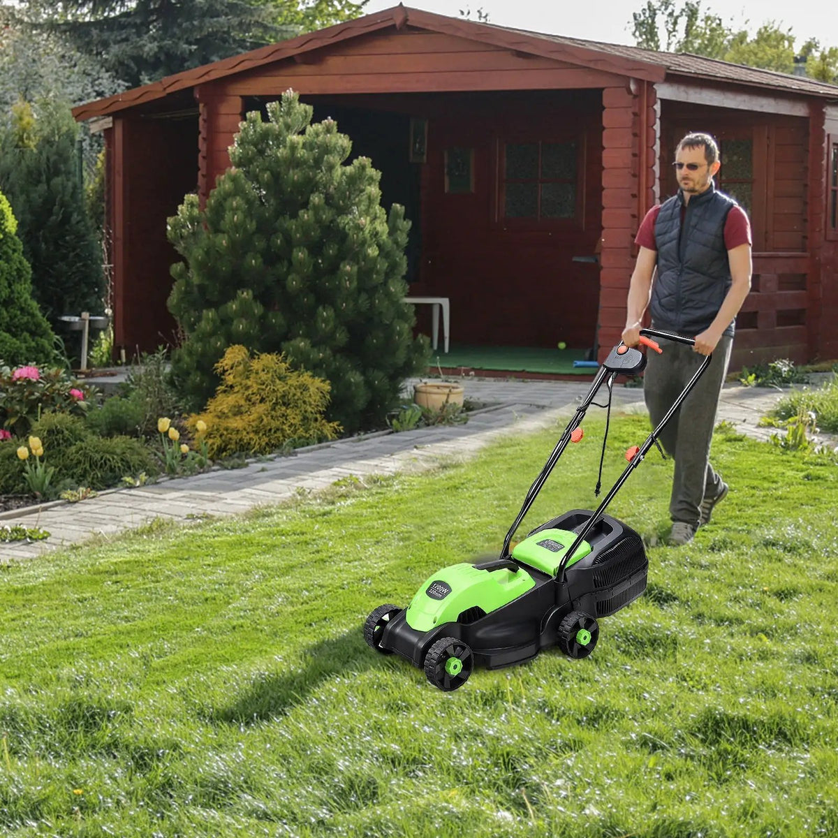13 Inch Electric Push Lawn Corded Mower with Grass Bag by DirectDeals