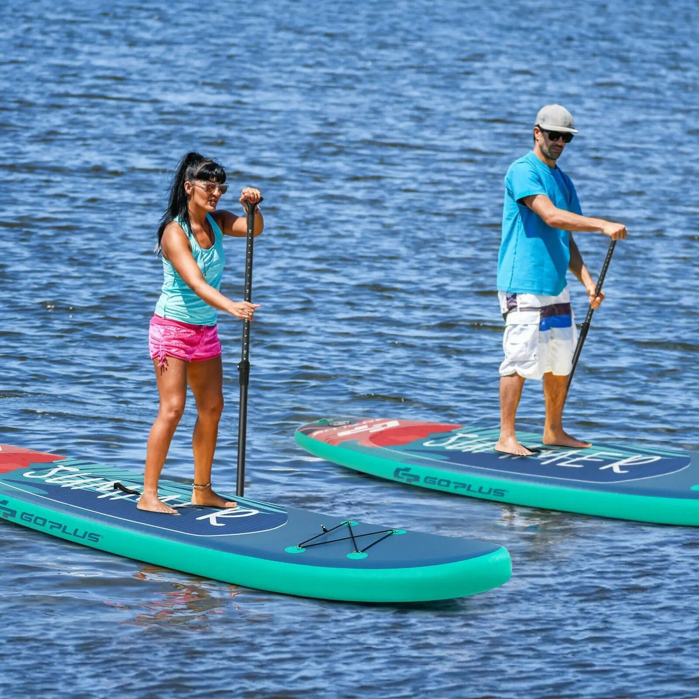 10 Feet Inflatable Stand Up Paddle Board with Backpack Leash Aluminum Paddle by DirectDeals