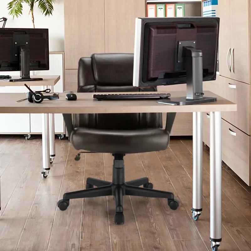 Adjustable Leather Executive Office Chair Computer Desk Chair with Armrest by DirectDeals