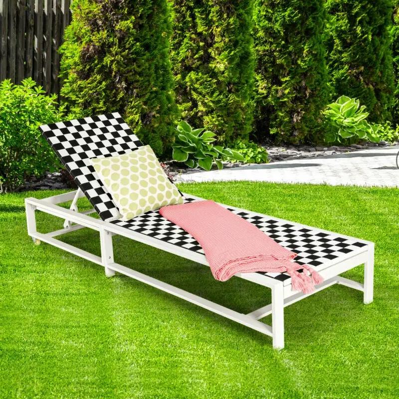 Patio Adjustable Reclining Chair Lounge Chair Chaise for Garden Deck Wheel by DirectDeals