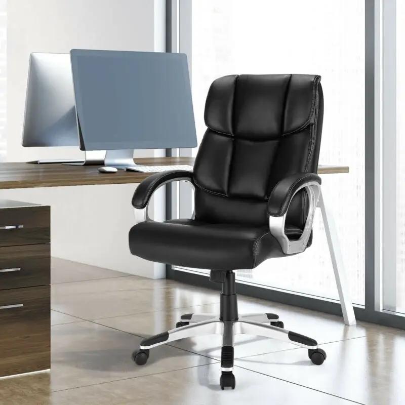 Big and Tall Adjustable High Back Leather Executive Computer Desk Chair by DirectDeals