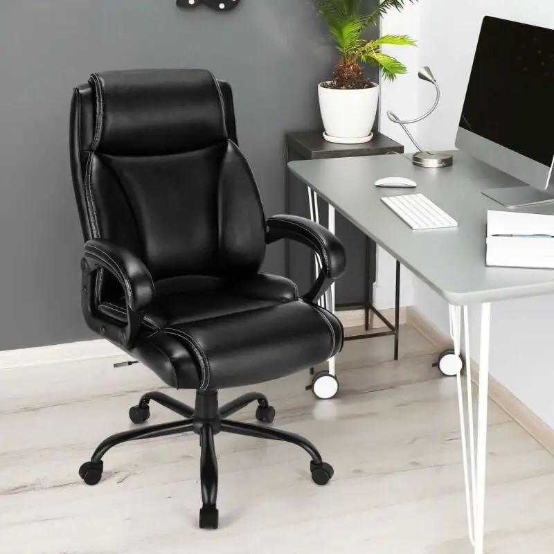 400 Pounds Big and Tall Adjustable High Back Leather Office Chair by DirectDeals