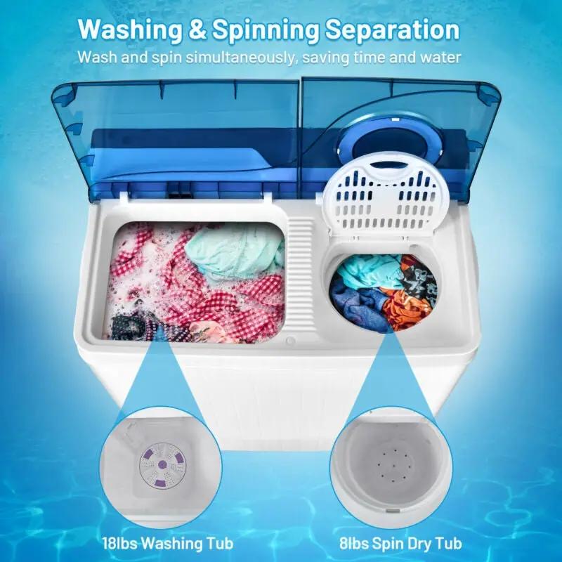26 Pound Portable Semi-automatic Washing Machine with Built-in Drain Pump by DirectDeals