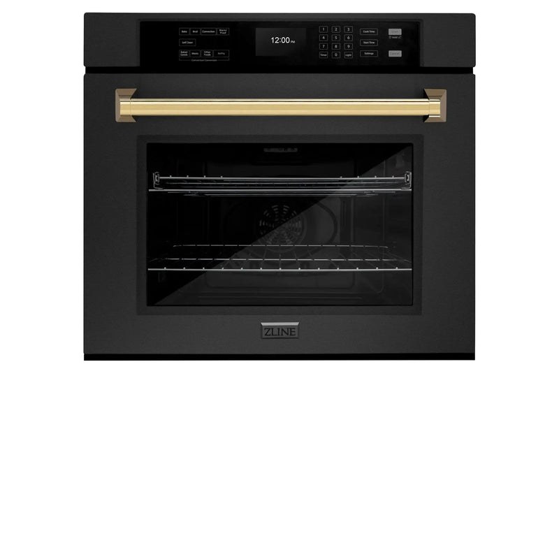 ZLINE 30 ". Professional True Convection Single Wall Oven, Air Fry, Self Clean, Black Stainless Steel, Gold WASBZ-30-G by Farmhouse Kitchen and Bath
