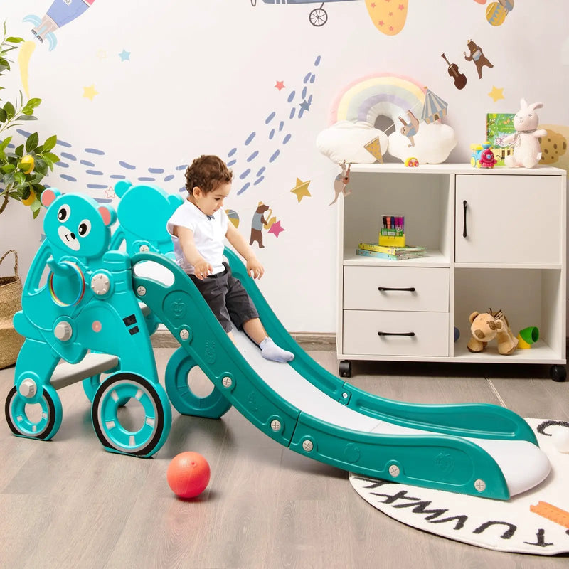 4-in-1 Foldable Baby Slide Toddler Climber Slide PlaySet with Ball by DirectDeals