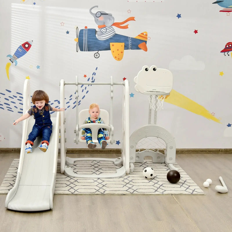 6 in 1 Toddler Slide and Swing Set with Ball Games by DirectDeals