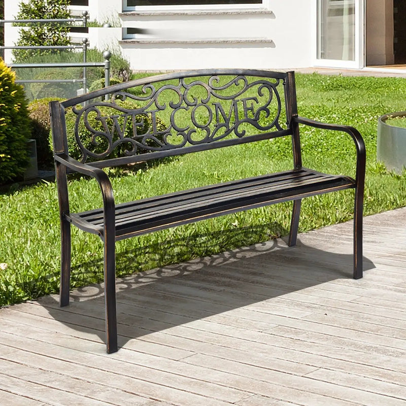 Outdoor Furniture Steel Frame Porch Garden Bench by DirectDeals