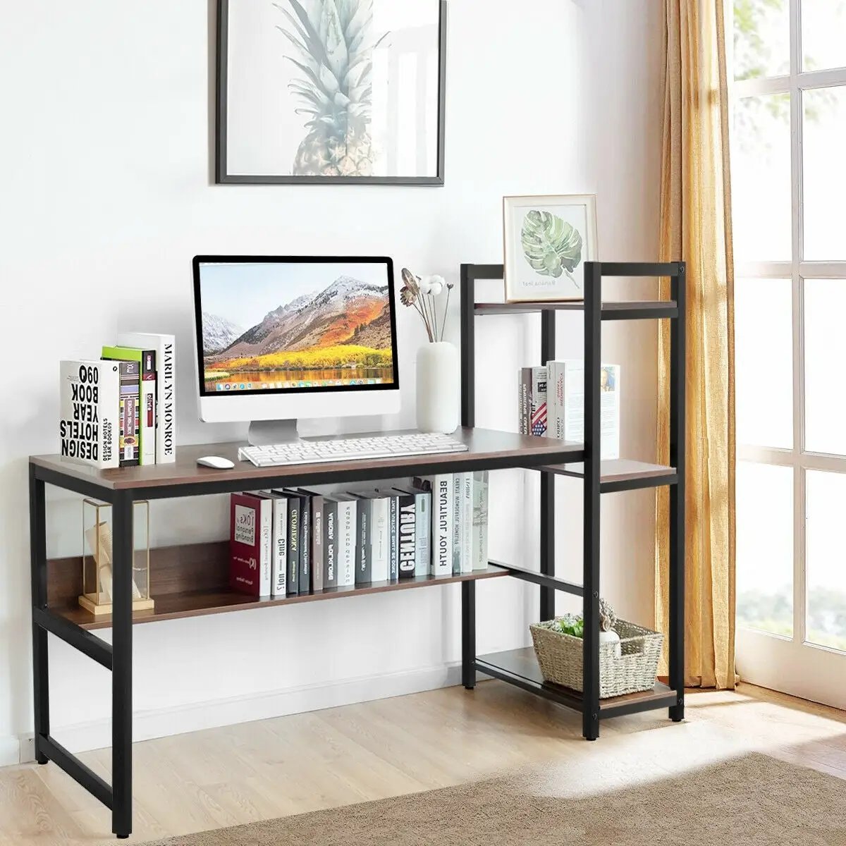59-Inch Computer Desk Home Office Workstation 4-Tier Storage Shelves by DirectDeals