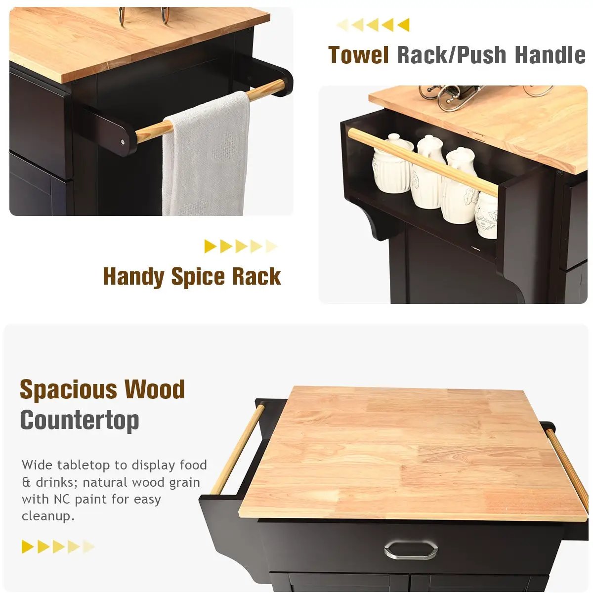 Utility Rolling Storage Cabinet Kitchen Island Cart with Spice Rack by DirectDeals