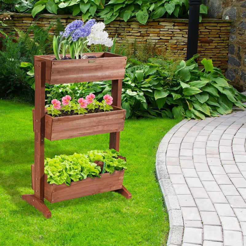 3-Tier Raised Garden Bed with Detachable Ladder and Adjustable Shelf by DirectDeals