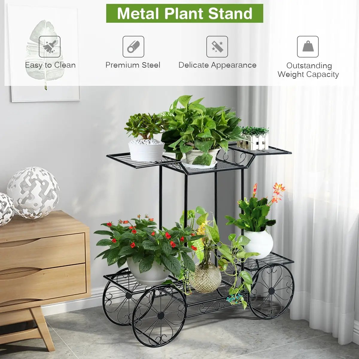 6-Tier Garden Cart Flower Rack Display Decor Pot Plant Holder by DirectDeals